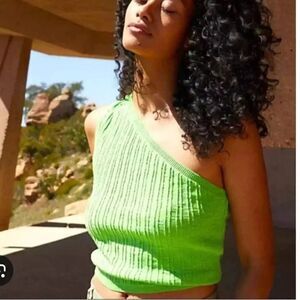 NWT Free People Beach One Shoulder Neon Green Top